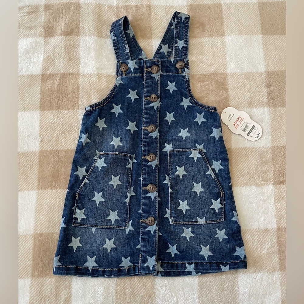 NWT Starry Denim Kids Overall Dress Size 3T Toddler Girl